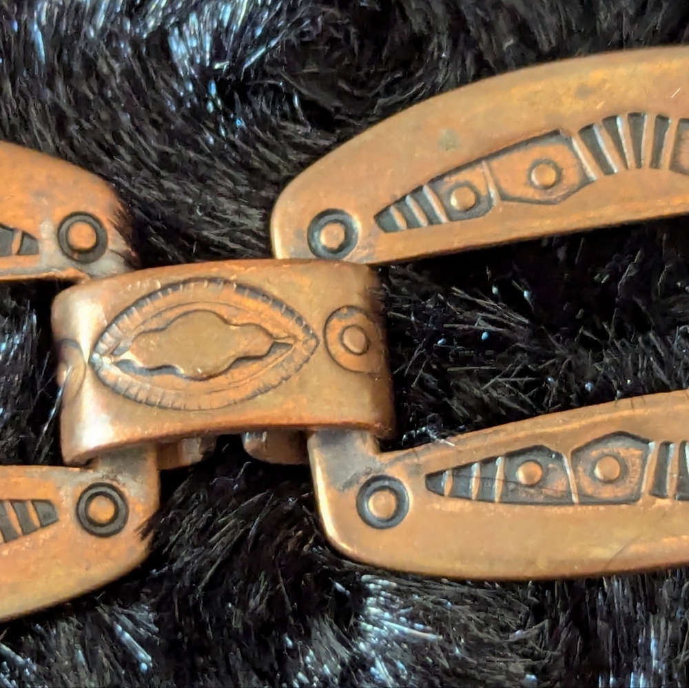 Vintage Solid Copper Stamped Link Southwestern St… - image 2